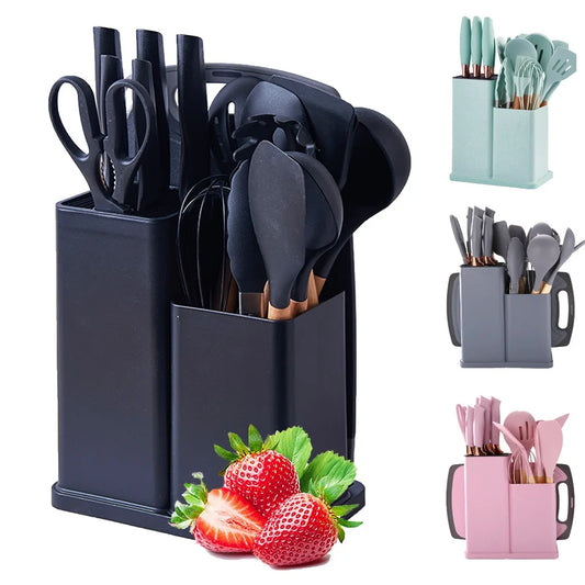 Kit Completo com 19 Utensílios de Cozinha com Espátula e Tesoura