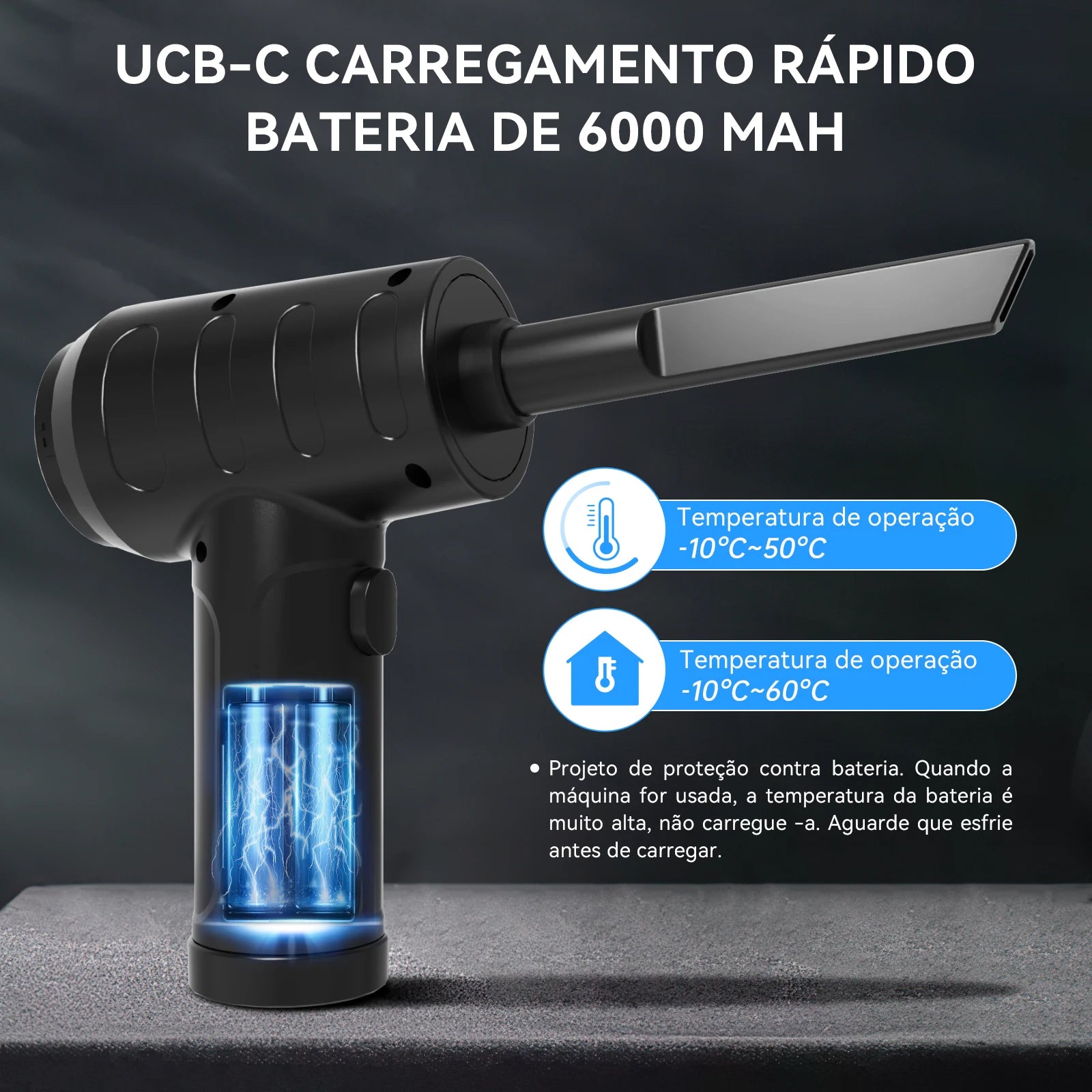 Soprador de Ar Elétrico 2 em 1 para Limpeza e Infláveis 51000 RPM