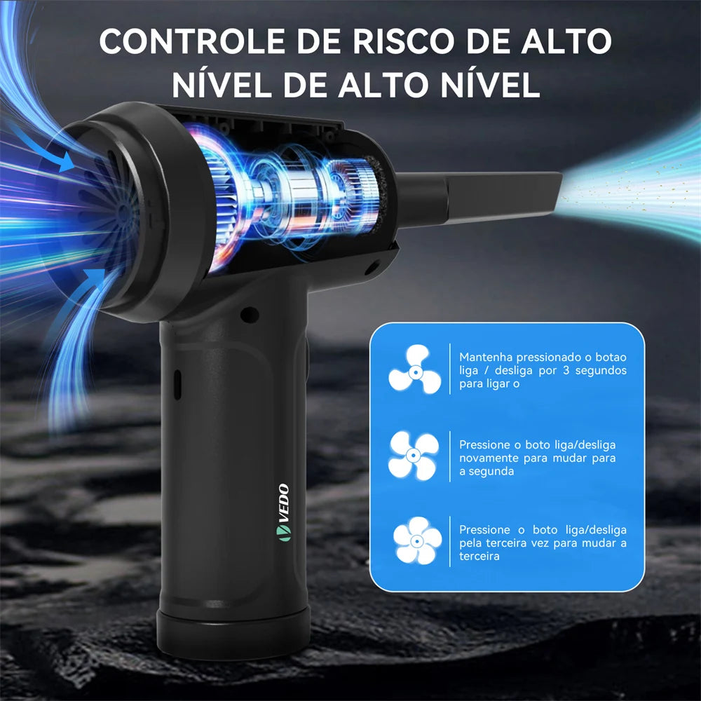 Soprador de Ar Elétrico 2 em 1 para Limpeza e Infláveis 51000 RPM